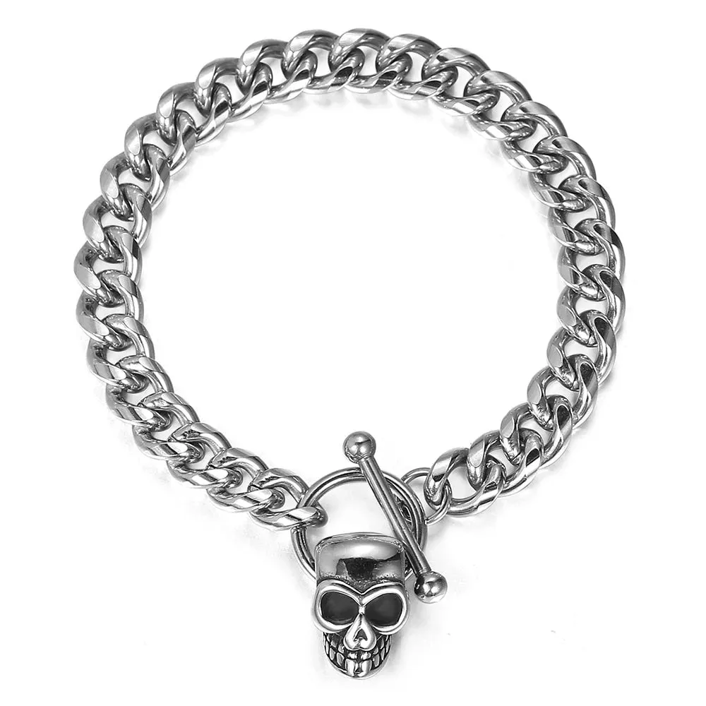 Punk Gothic Skull Charm Necklace and Bracelet