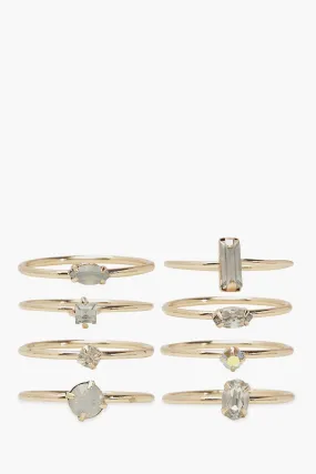 Rhinestone Stone Stacking 8 Pack Rings