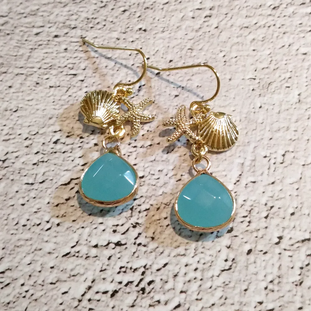 Sandy Beach Single Gem Drop Earrings