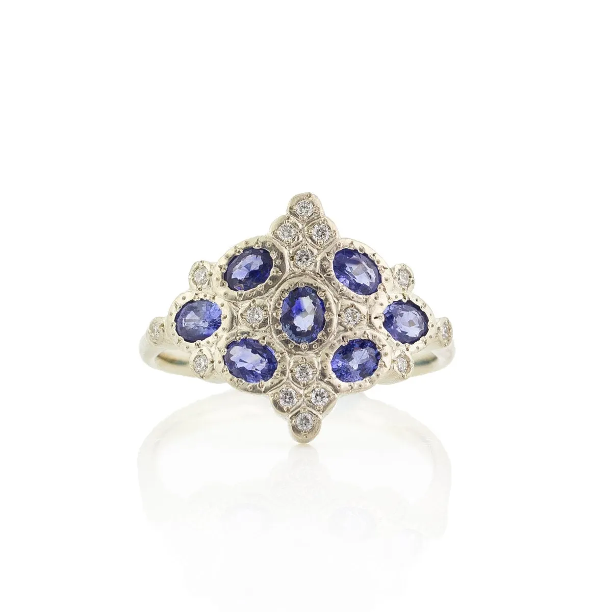 Sapphire and Diamond Tessera Mirror Ring