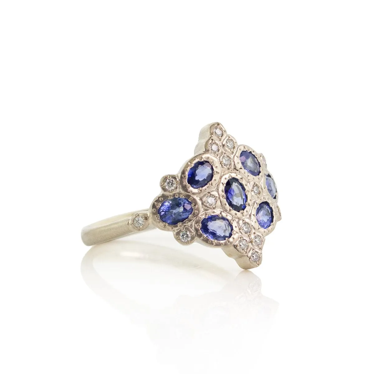 Sapphire and Diamond Tessera Mirror Ring