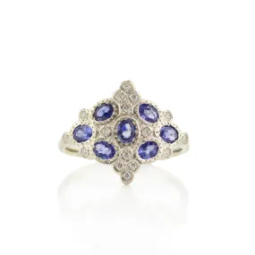 Sapphire and Diamond Tessera Mirror Ring