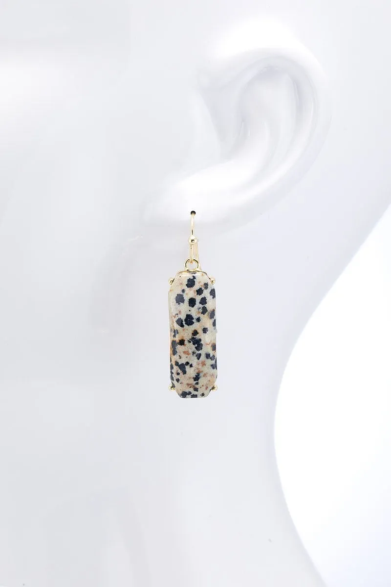 Semi-Precious Stone Dangle Drop Fish Hook Earrings