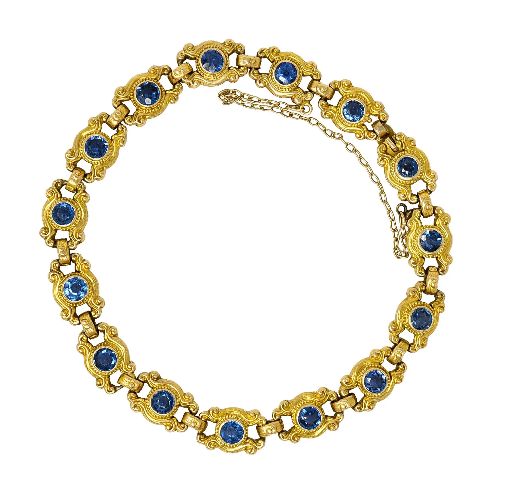 Sloan & Co. 4.50 CTW Sapphire 14 Karat Gold Link Bracelet