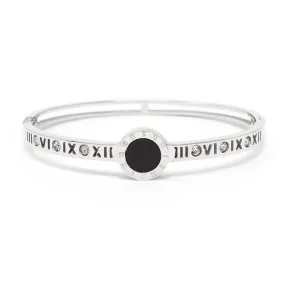 Stainless Steel Bangle Roman Nr Onyx Crystals