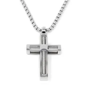 Stainless Steel Cross Pendant Spiral Center