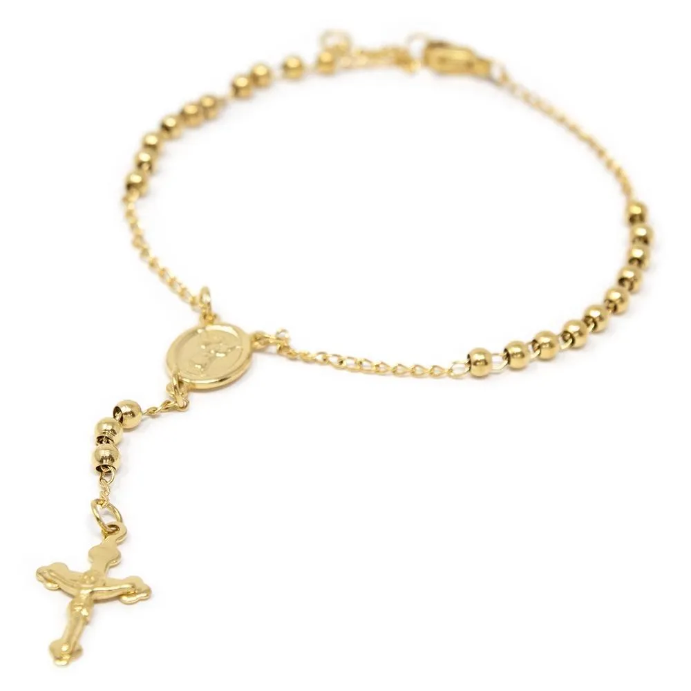 Stainless Steel Rosary Bracelet Gold Plated