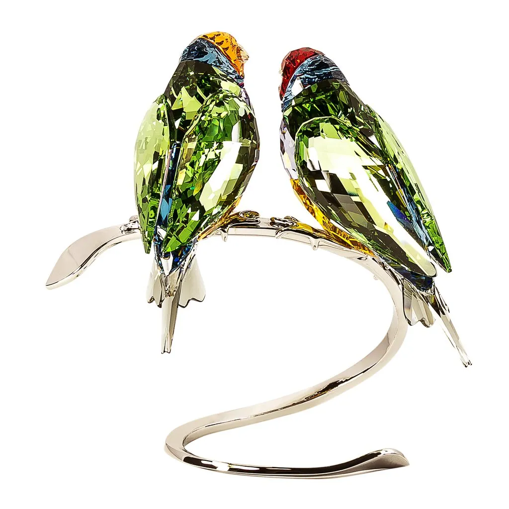 Swarovski Crystal Birds Figurine GOULDIAN FINCHES PERIDOT 2012 -1141675