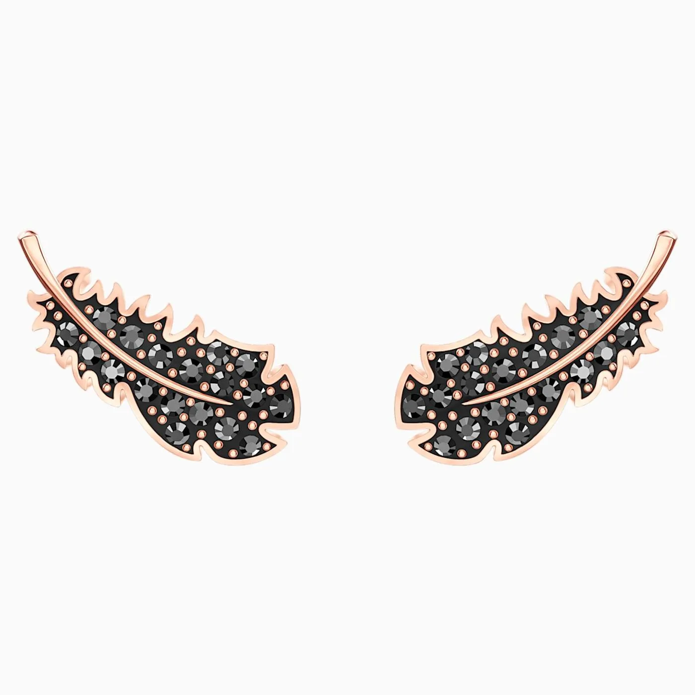 SWAROVSKI Naughty Pierced Earrings – Black & Rose Gold Tone Plated 