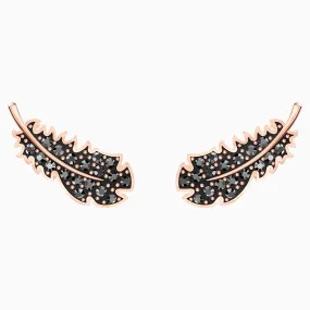 SWAROVSKI Naughty Pierced Earrings – Black & Rose Gold Tone Plated 