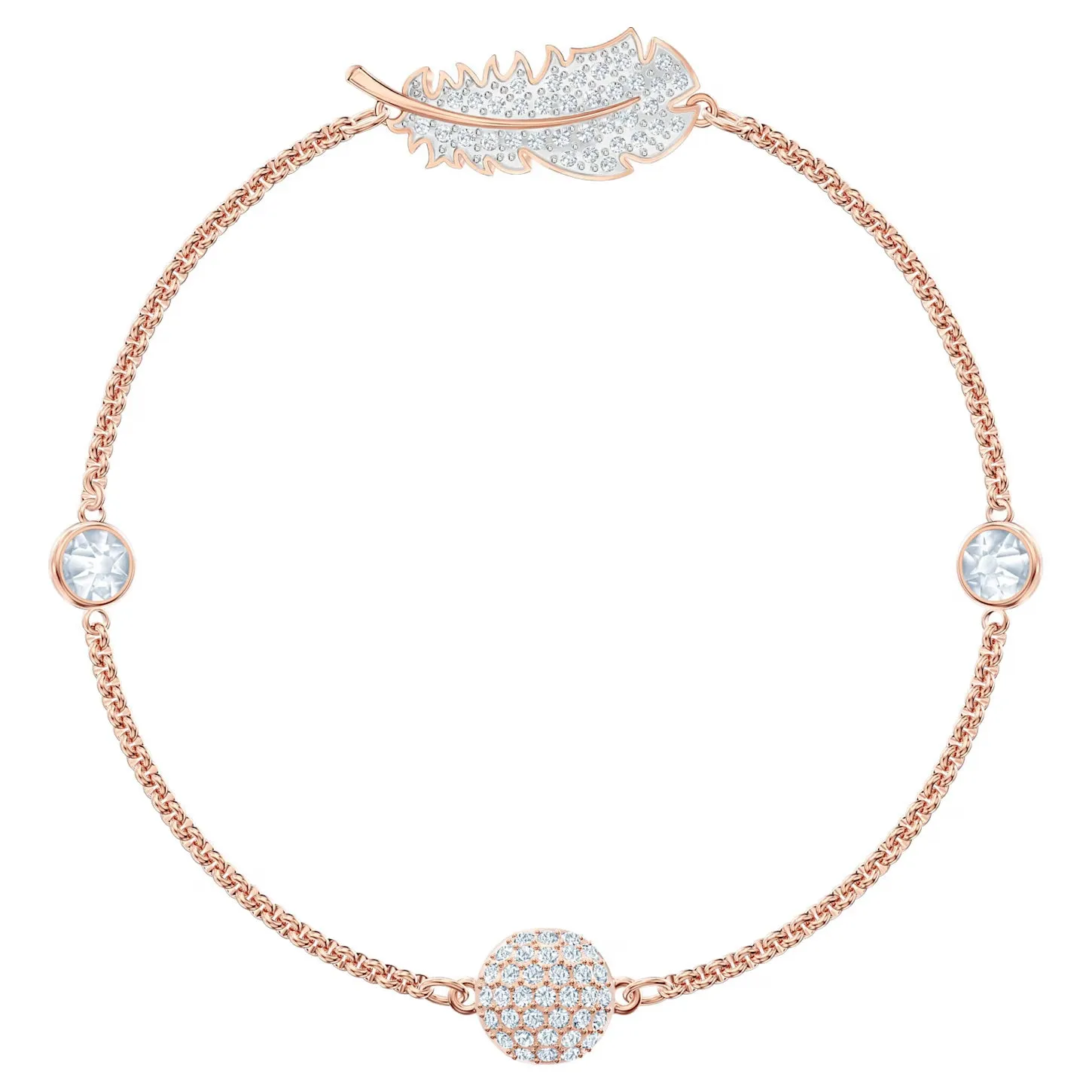 Swarovski Remix Collection Feather Strand Bracelet White, Rose-gold tone - 5511103