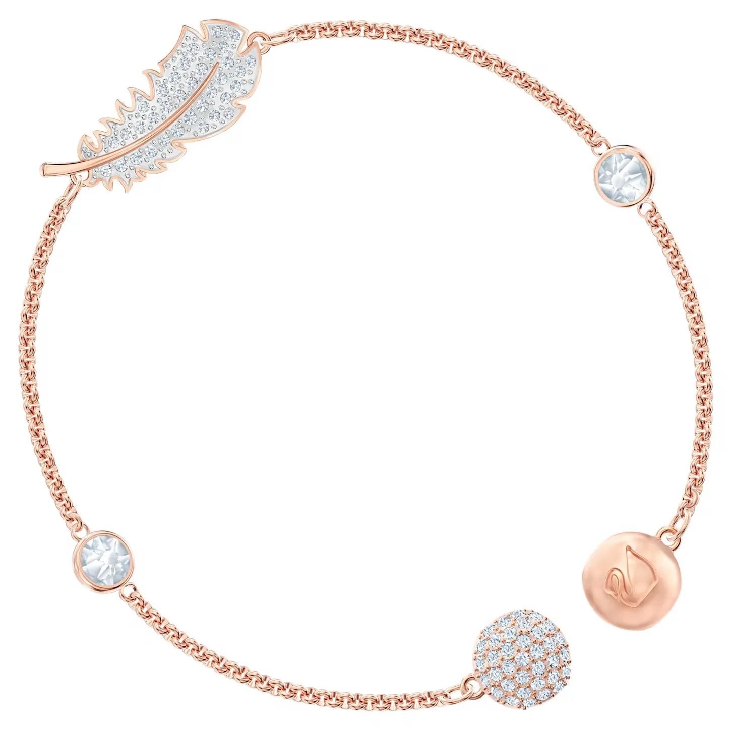 Swarovski Remix Collection Feather Strand Bracelet White, Rose-gold tone - 5511103