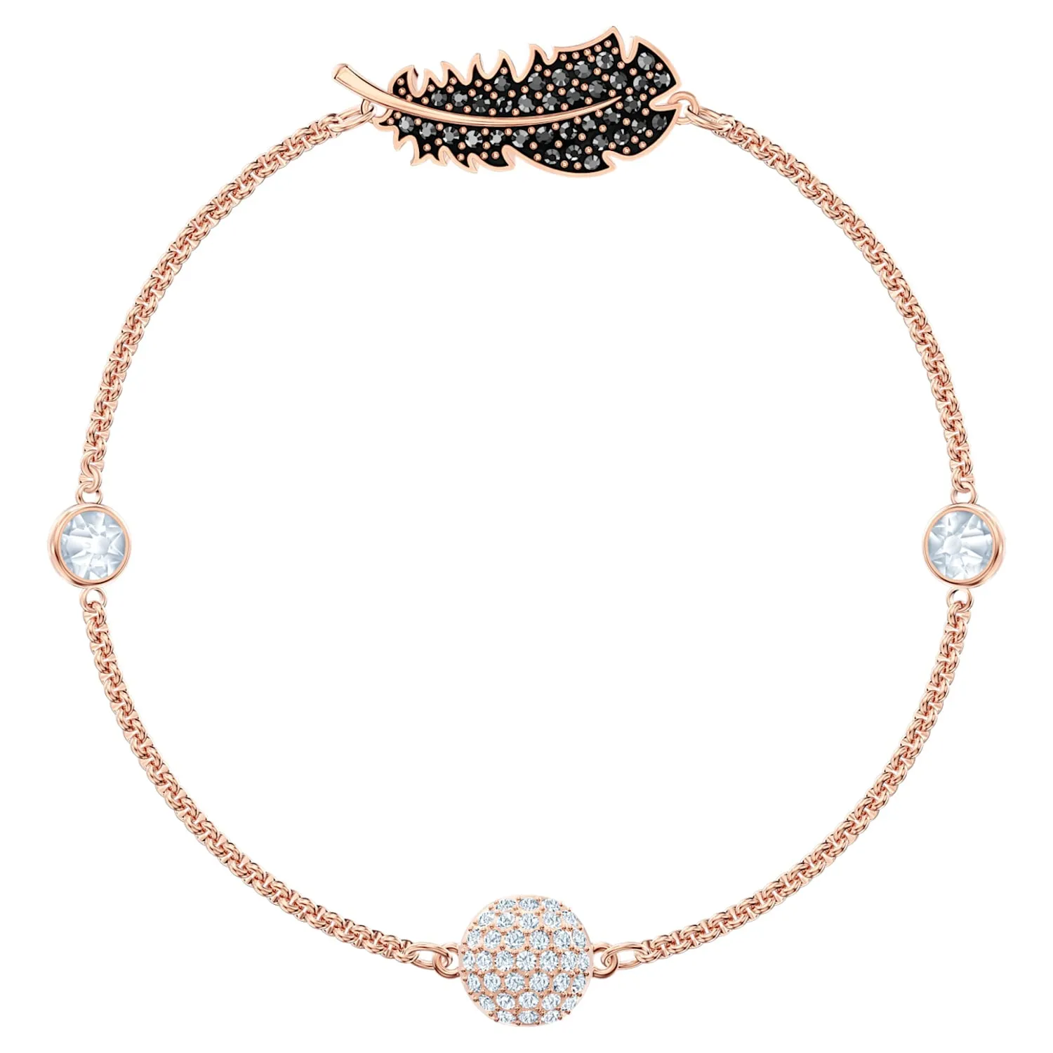 Swarovski Remix Feather Strand Bracelet, Black, Rose-gold, Medium-5495340