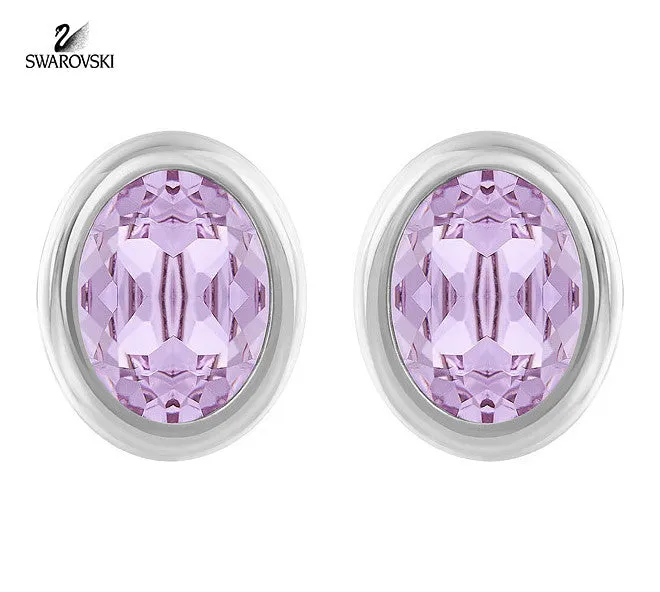 Swarovski Violet Crystal Pierced Studs Earrings LASER Rhodium #5101253