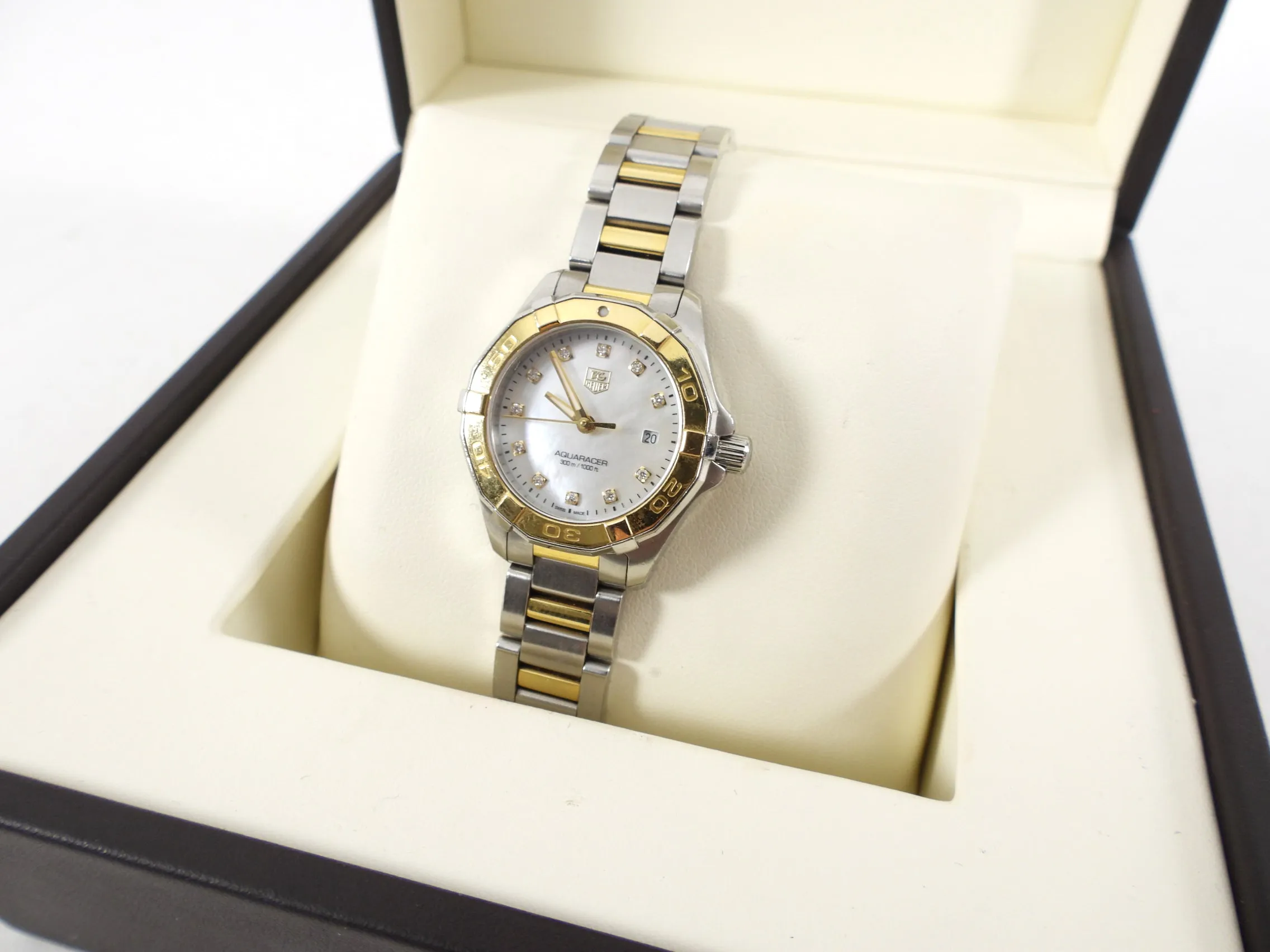 Tag Heuer Ladies Aqua Racer Mother of Pearl Diamond Two Tone Watch