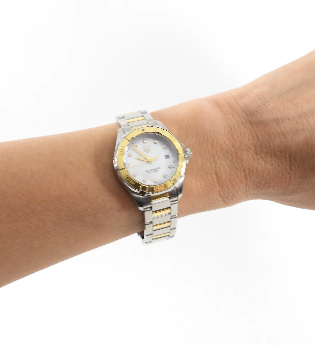 Tag Heuer Ladies Aqua Racer Mother of Pearl Diamond Two Tone Watch