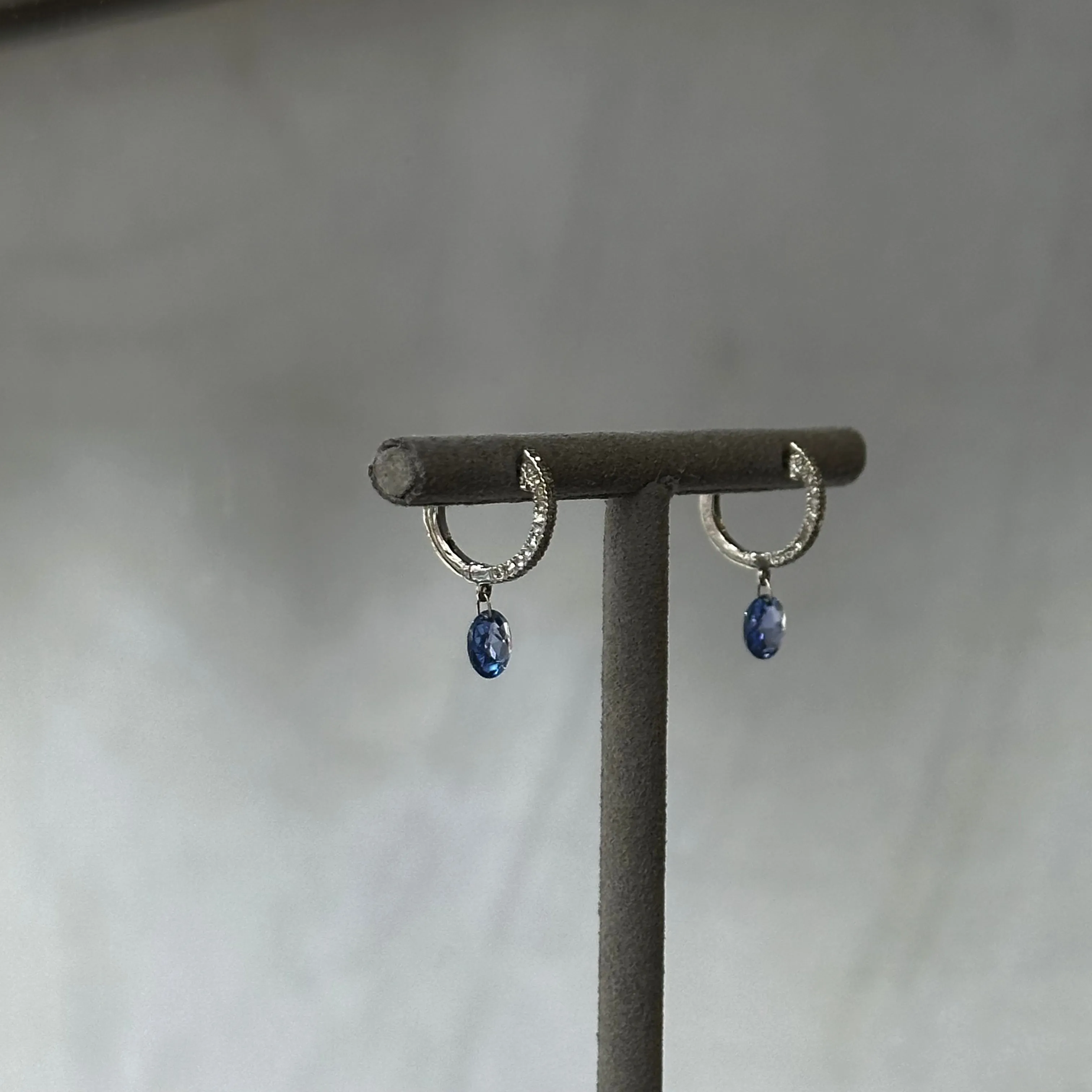 Tanzanite and Diamond Pave Set Drop Earrings