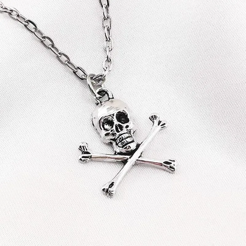 Vintage Grunge Skull Pendant Necklace for Goths and Alternative Jewelry Lovers