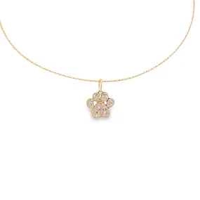 WD1241 14kt Gold Pave Diamond Paw Pendant