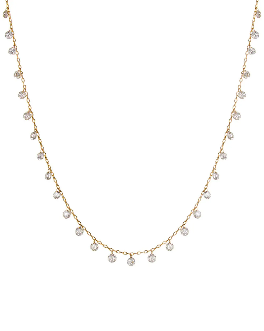 Yellow Gold Floating Diamond Necklace