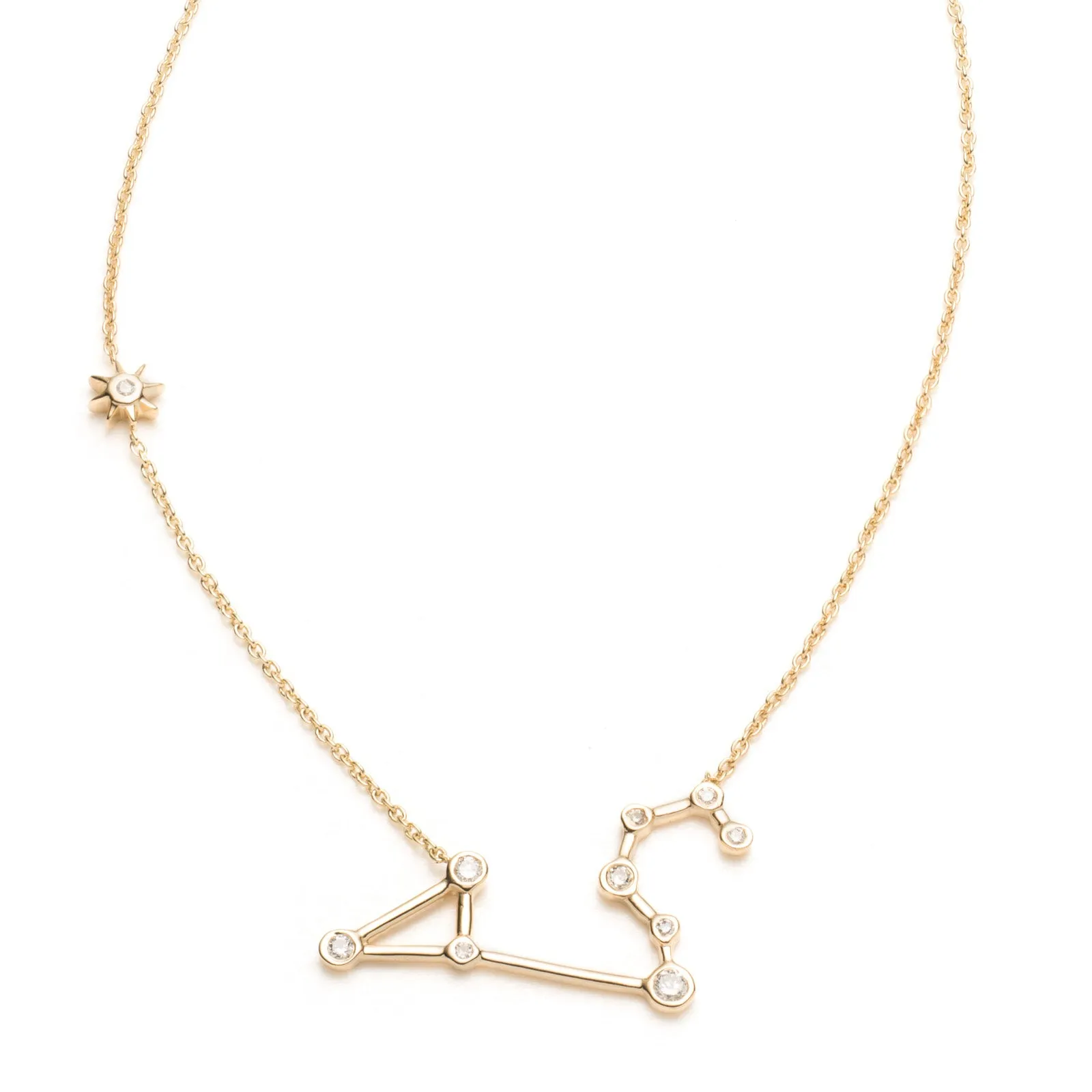 Zodiacs 14K & Diamond Leo + Fire Necklace