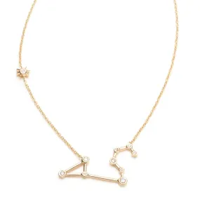 Zodiacs 14K & Diamond Leo + Fire Necklace